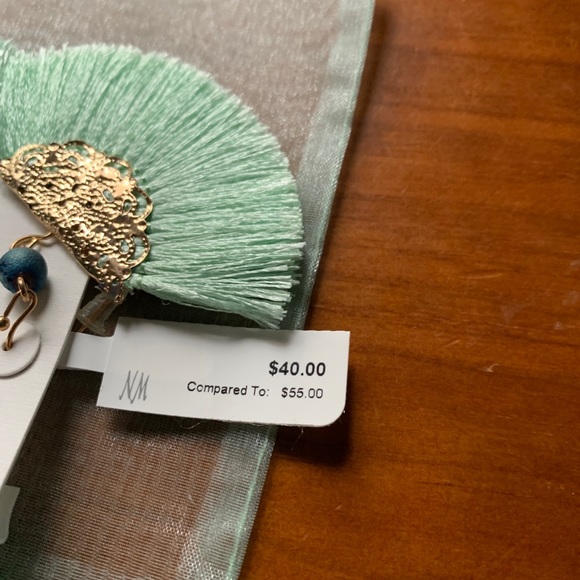 Teal Fan Earrings - Picture 3 of 5